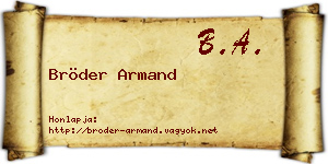 Bröder Armand névjegykártya